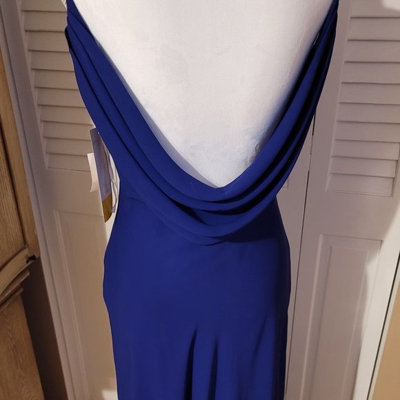 DAVE & JOHNNY ROYAL CHIFFON OVERLAY LONG DRESS - Picture 7 of 16